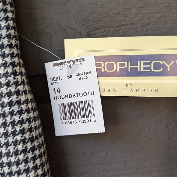 VTG 80s NWT Prophecy by Sag Harbor Wool Houndstooth High Rise Taper Leg Pants 14 - Picture 3 of 9